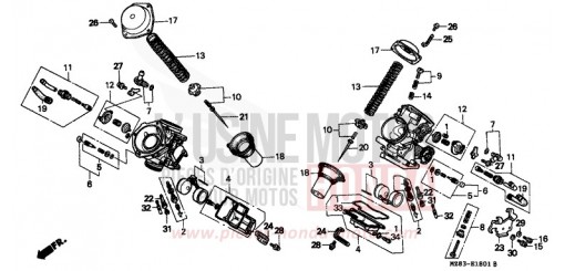 CARBURATEUR (PIECES CONSTITUTIVES) VT600CR de 1994